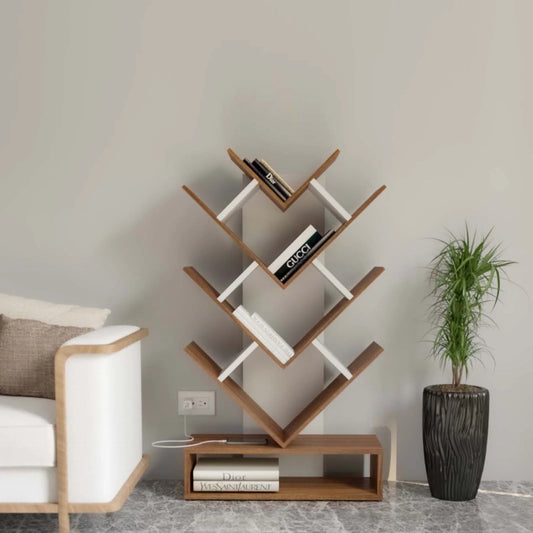 Experience Luxury with our Exquisitely Crafted Wood Open Book Shelf By 24Instore