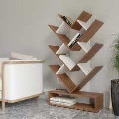 Experience Luxury with our Exquisitely Crafted Wood Open Book Shelf By 24Instore